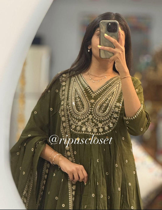 Dreamy Elegant Graceful A-Line Traditional Charm Dupatta Set