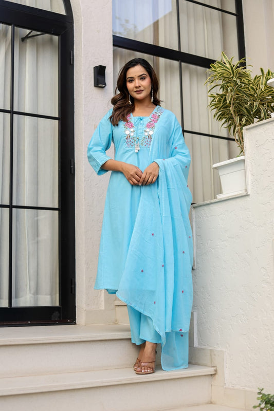 Trendy Premium Cotton Fabric Dupatta Set