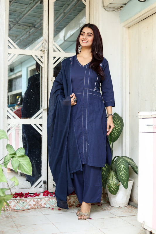 Timeless Tradition: Pure Cotton  Kurta Pant & Dupatta