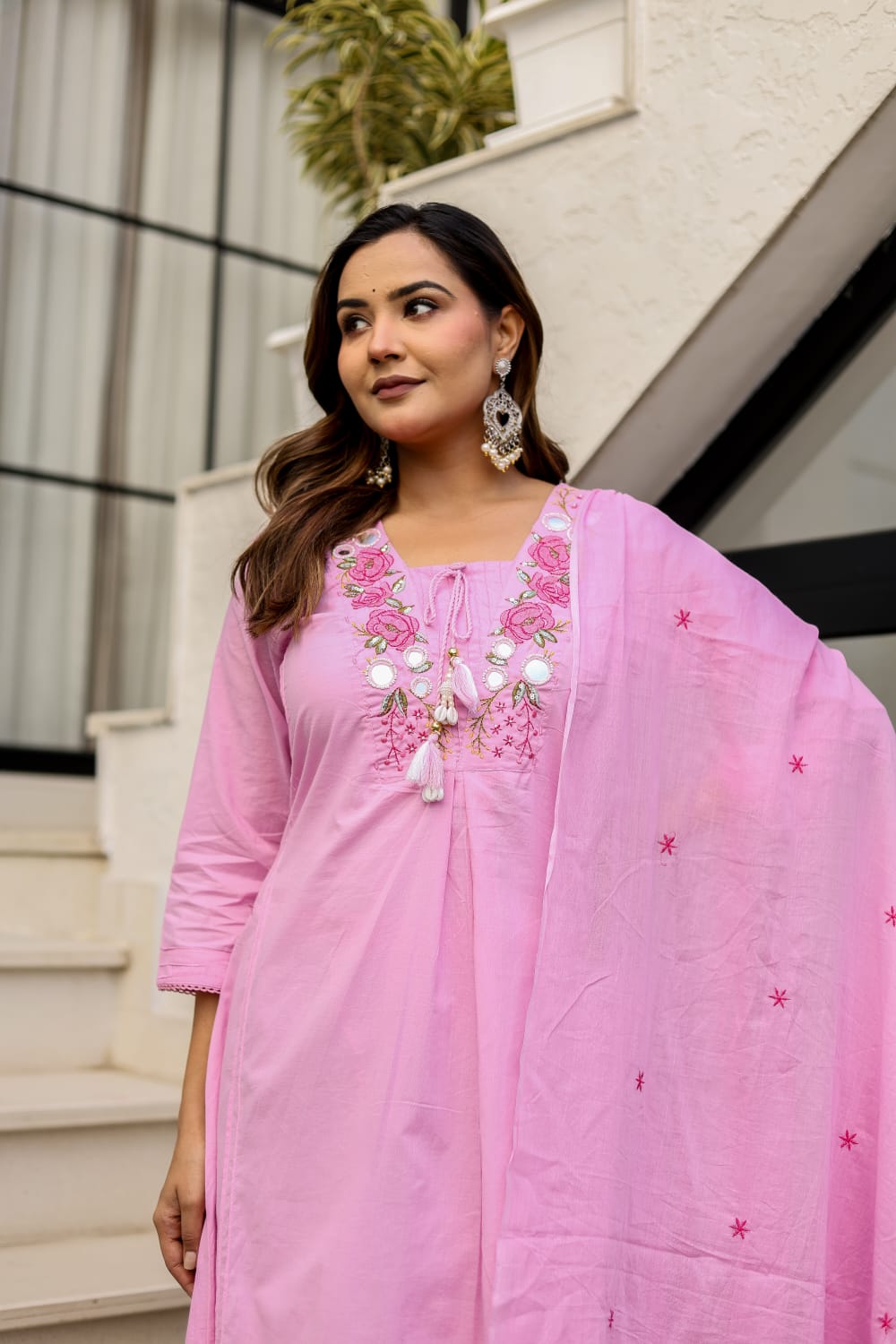 Trendy Premium Cotton Fabric Dupatta Set