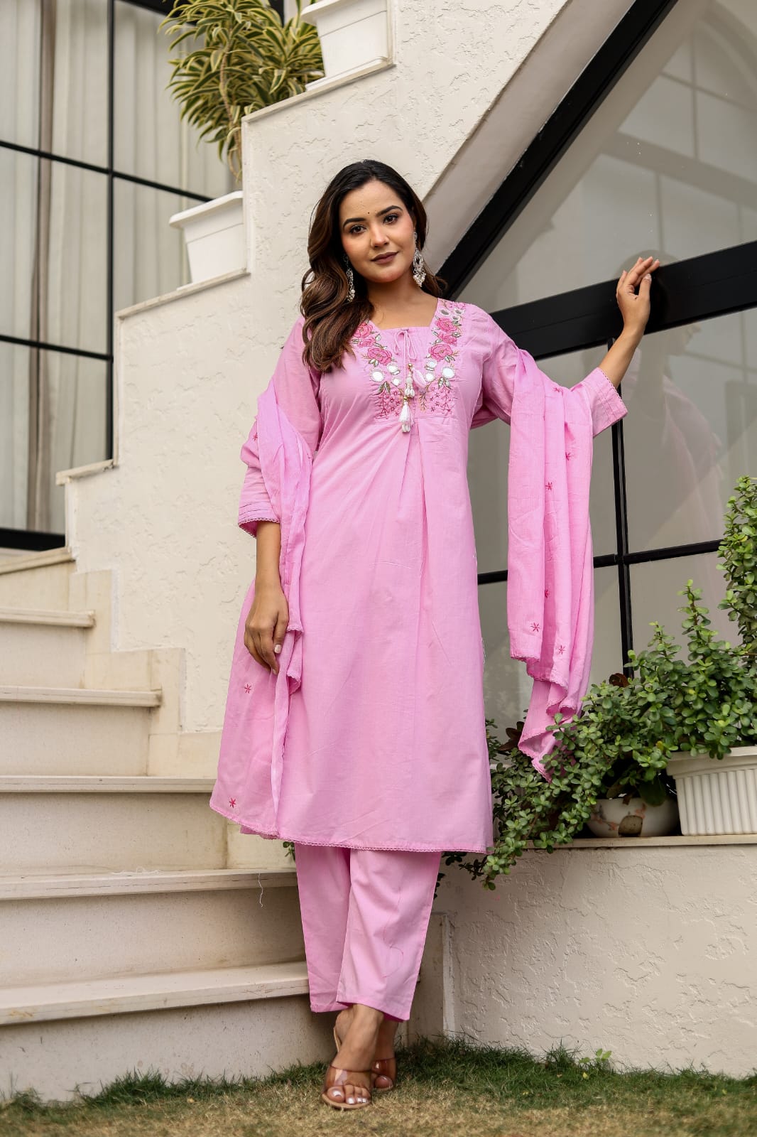 Trendy Premium Cotton Fabric Dupatta Set