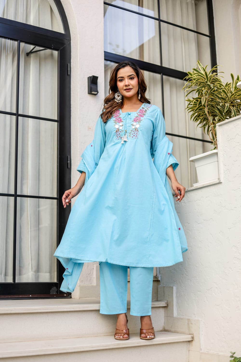 Trendy Premium Cotton Fabric Dupatta Set