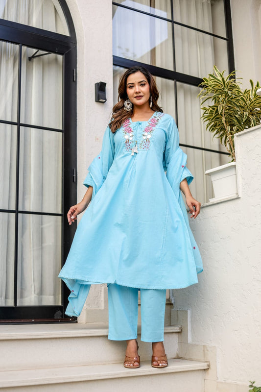 Trendy Premium Cotton Fabric Dupatta Set