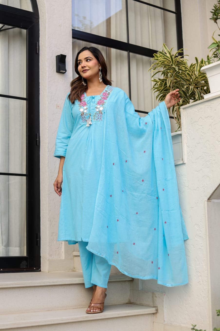 Trendy Premium Cotton Fabric Dupatta Set