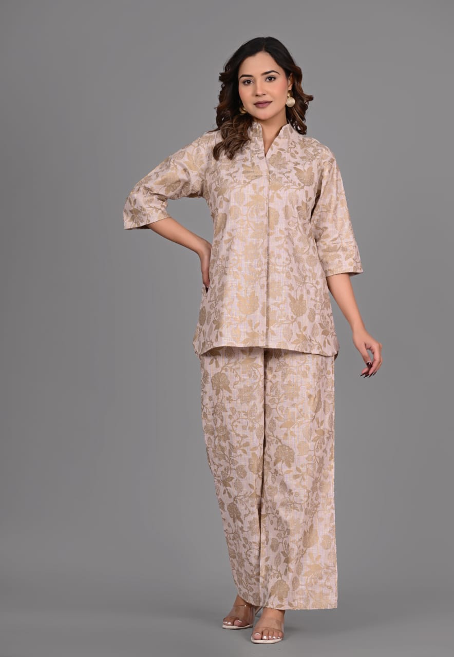 New Khadi Cotton Printed Cord Set