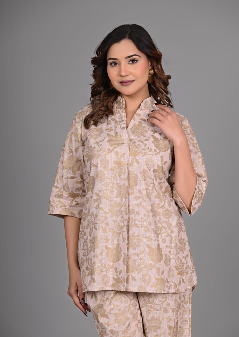 New Khadi Cotton Printed Cord Set