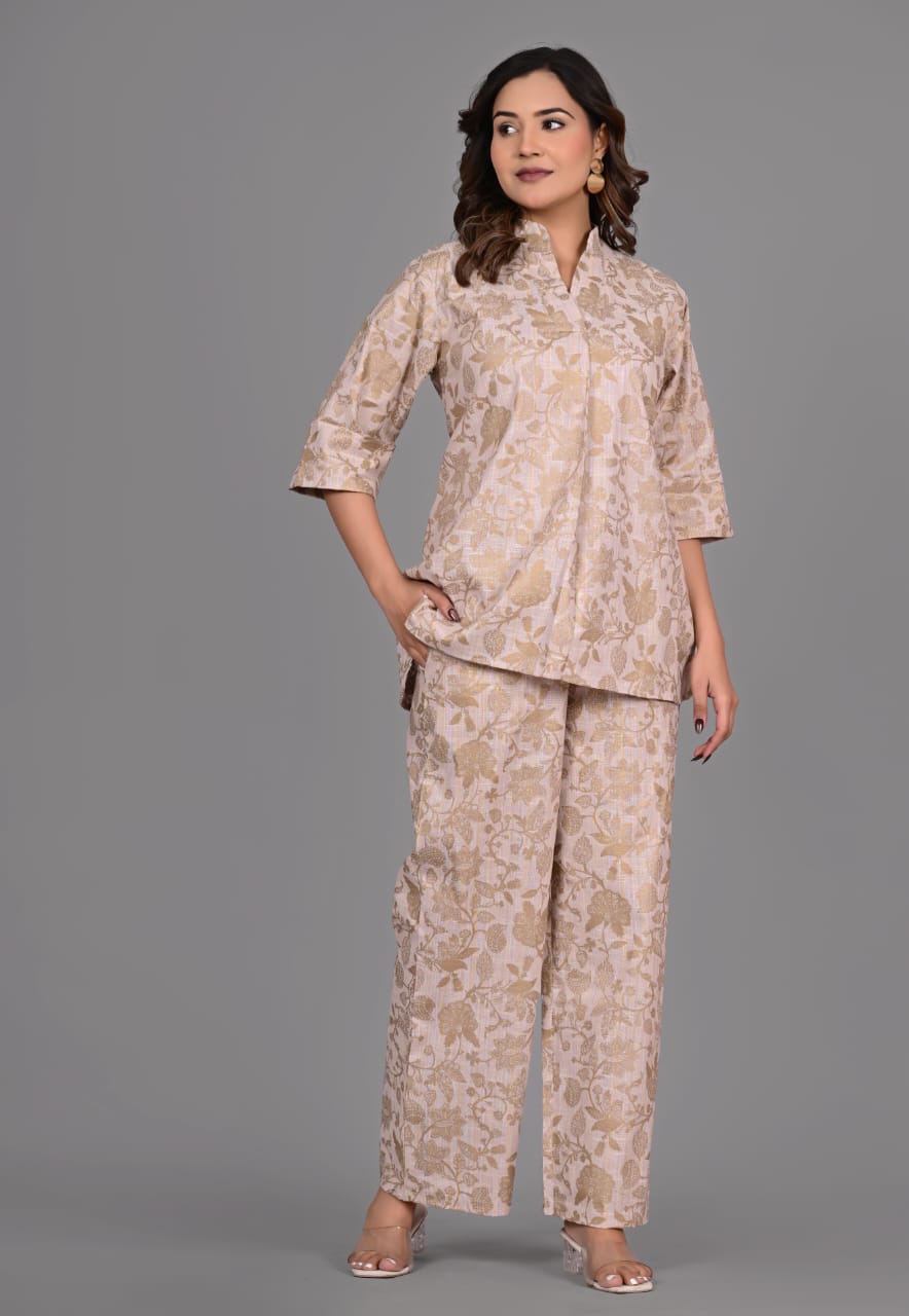 New Khadi Cotton Printed Cord Set