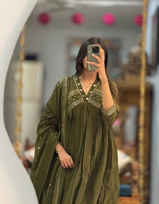 Dreamy Elegant Graceful A-Line Traditional Charm Dupatta Set